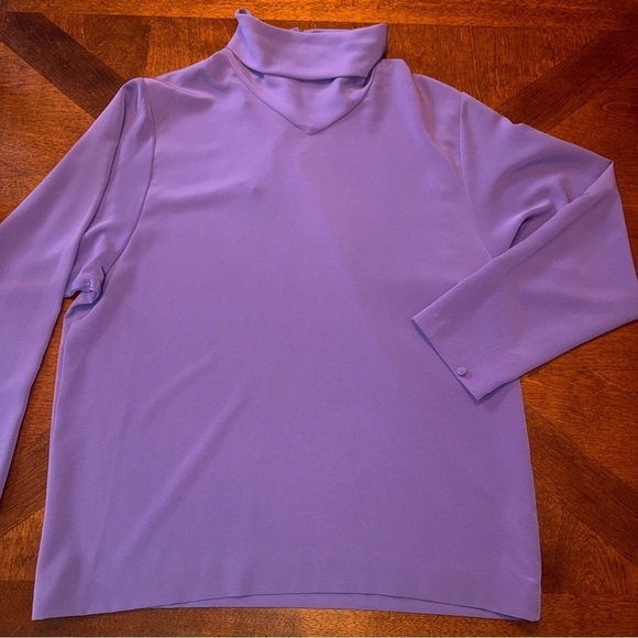dalton sport Tops - NWT Vintage Dalton Sport Purple Polyester Button Back Turtleneck Blouse Size 14